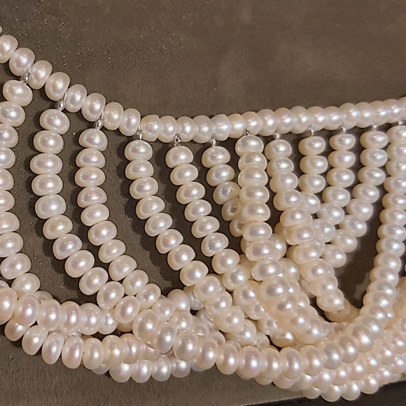 Custom Made Fresh Water Pearls with Velvet and Sterling Silver Clasp - Picture 4 of 4